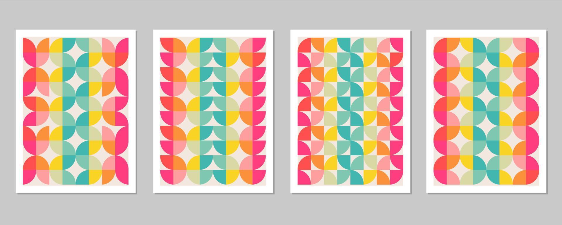 Abstract Bauhaus geometric pattern background vector circle
