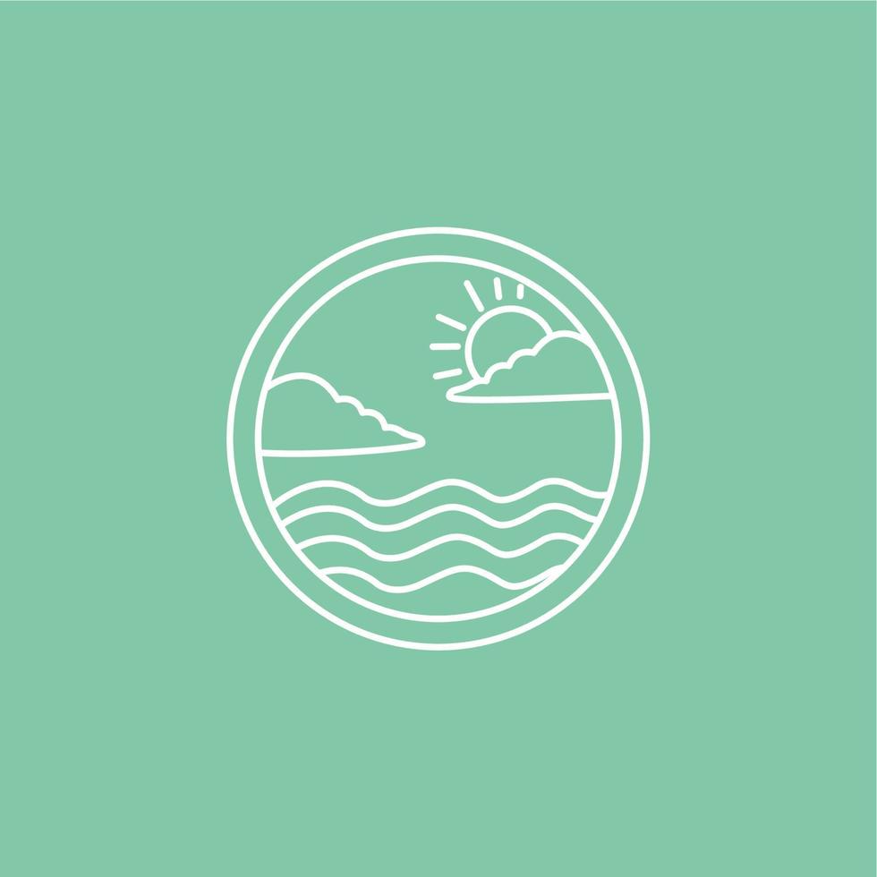 simple ocean theme outline logo vector