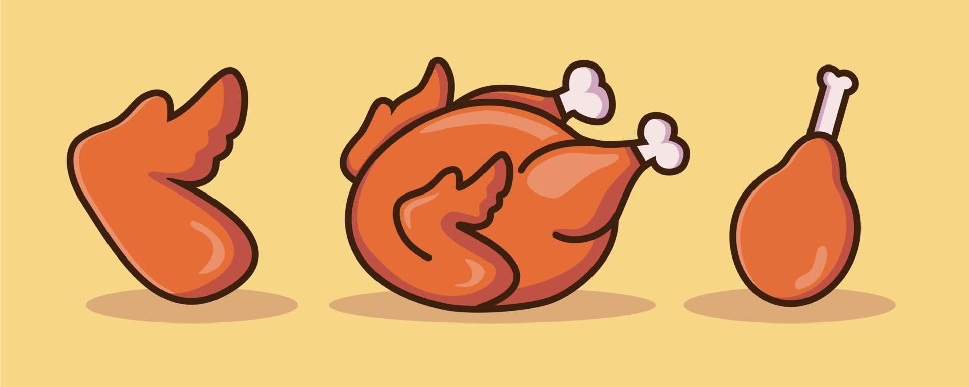 delicioso vector de dibujos animados de pollo frito