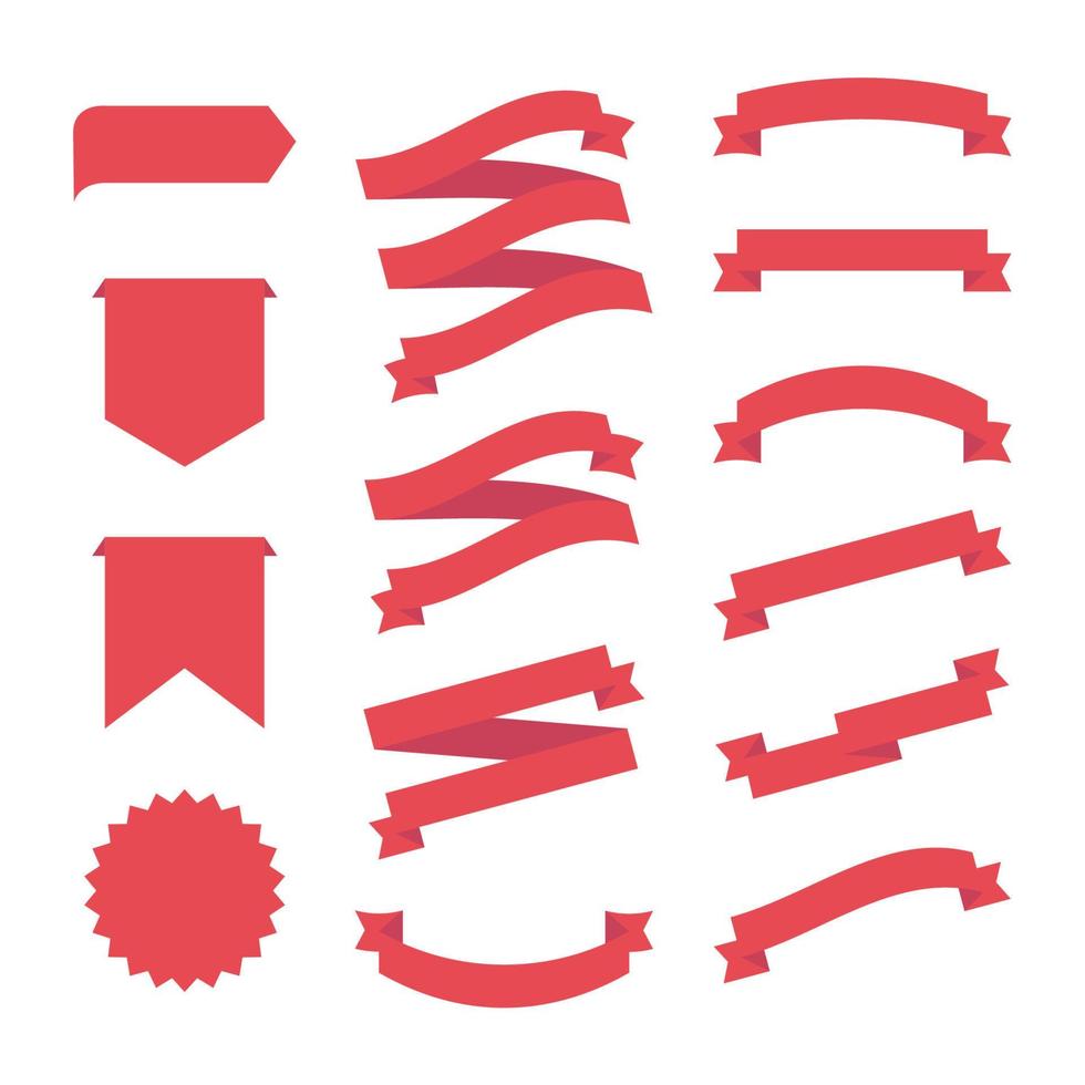 simple red ribbon vector collection