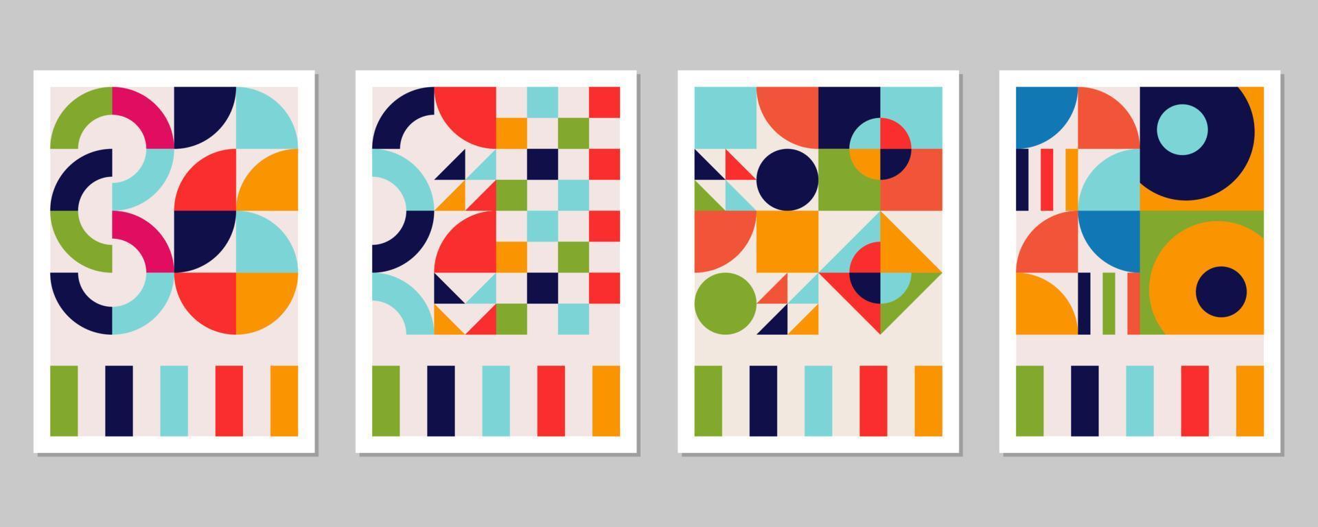 Abstract Bauhaus geometric pattern background vector circle
