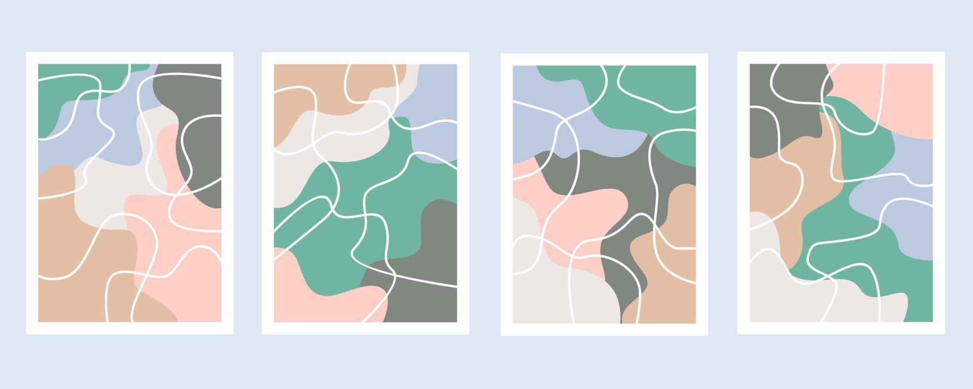 full color line art abstract poster collection vector