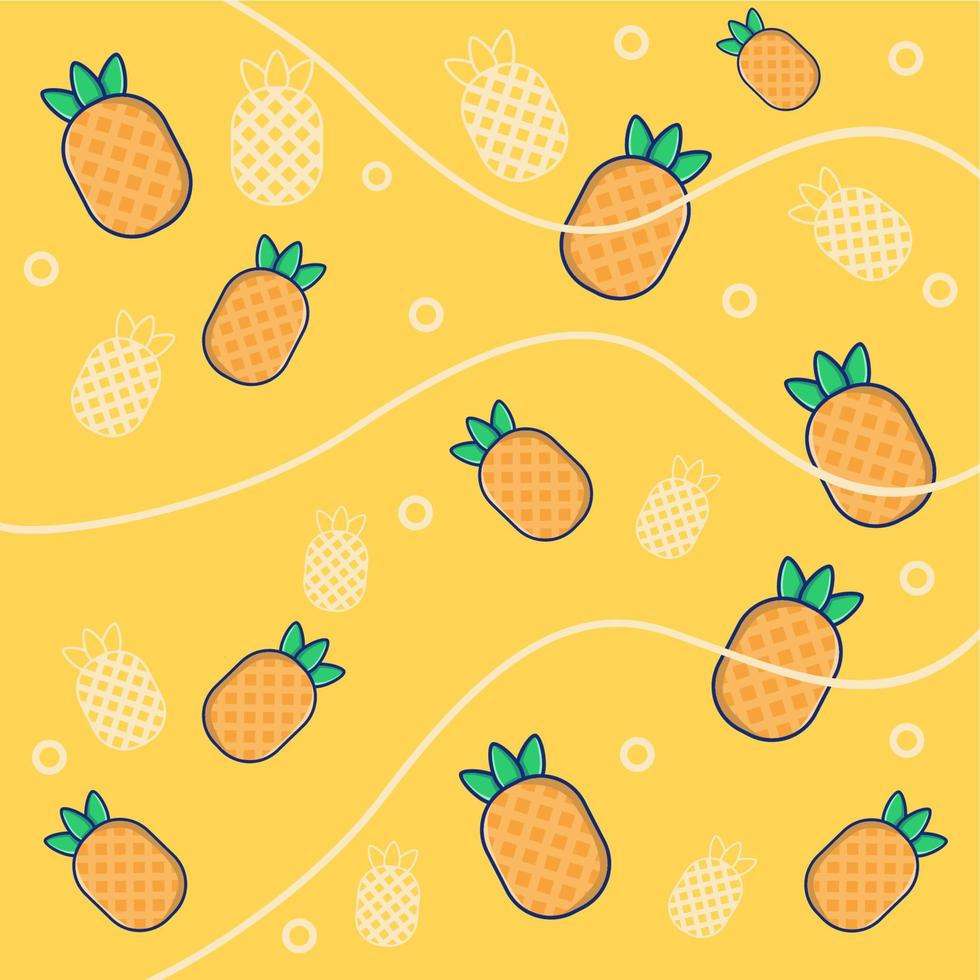 pineapple fruit motif background and curved lines vector