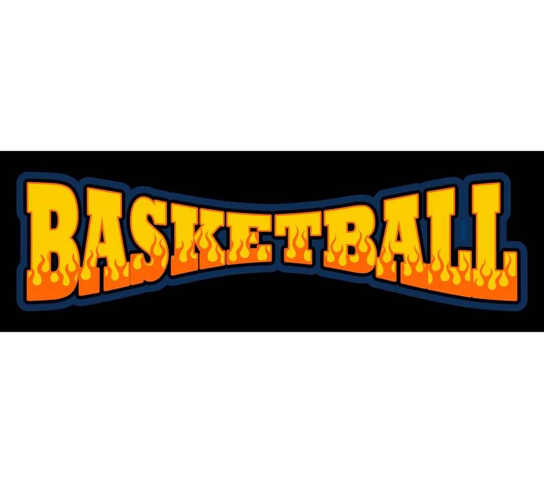 orange basketball text with fire motif vector