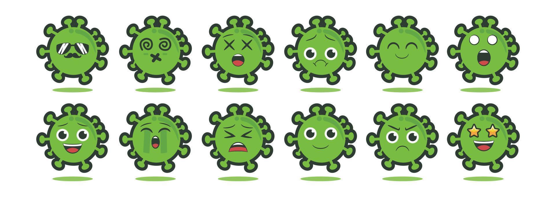 virus vector with 12 emoticons set