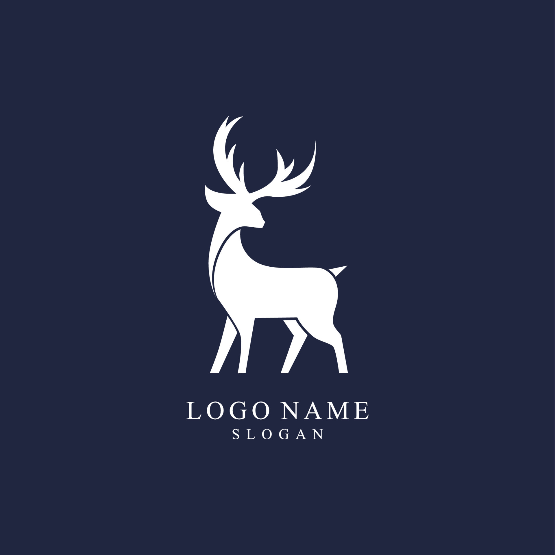 deer logo with white silhouette blue background 11326360 Vector Art at