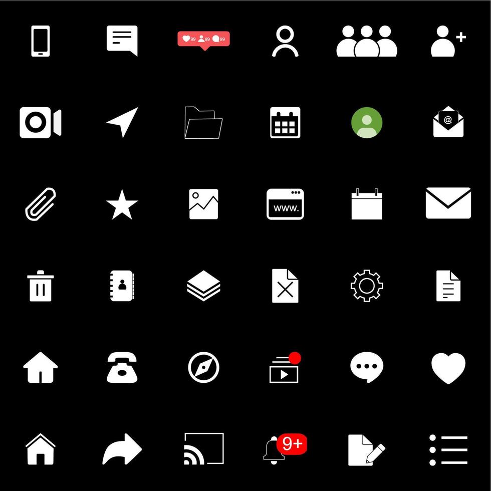 assorted collection of thirty six icon vectors