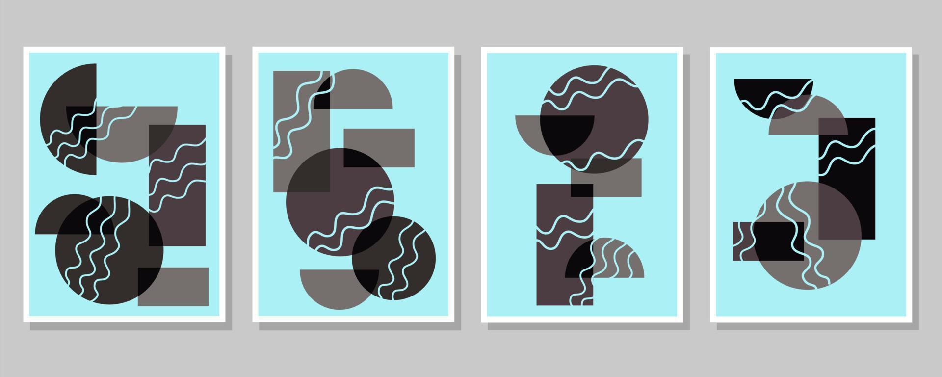 Contemporary abstract background collection vintage style art for wall decoration posters vector