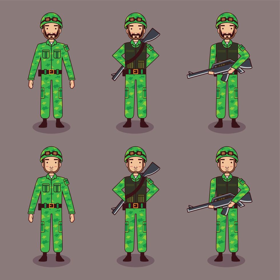 Army cartoon character collection vector