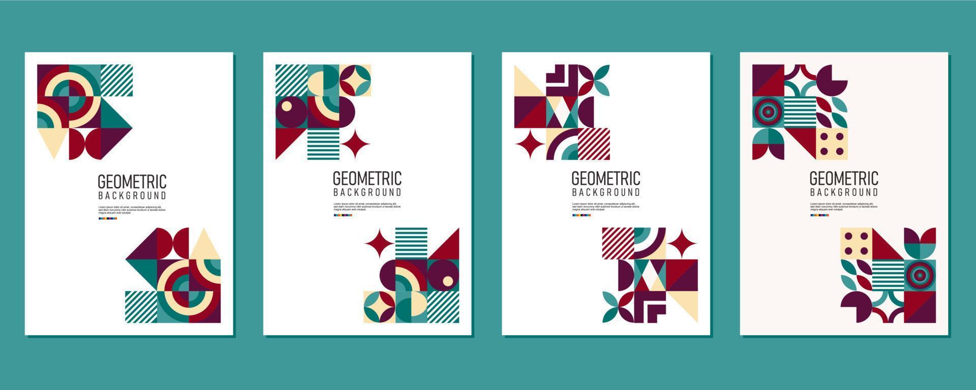 Abstract Bauhaus geometric pattern background vector circle