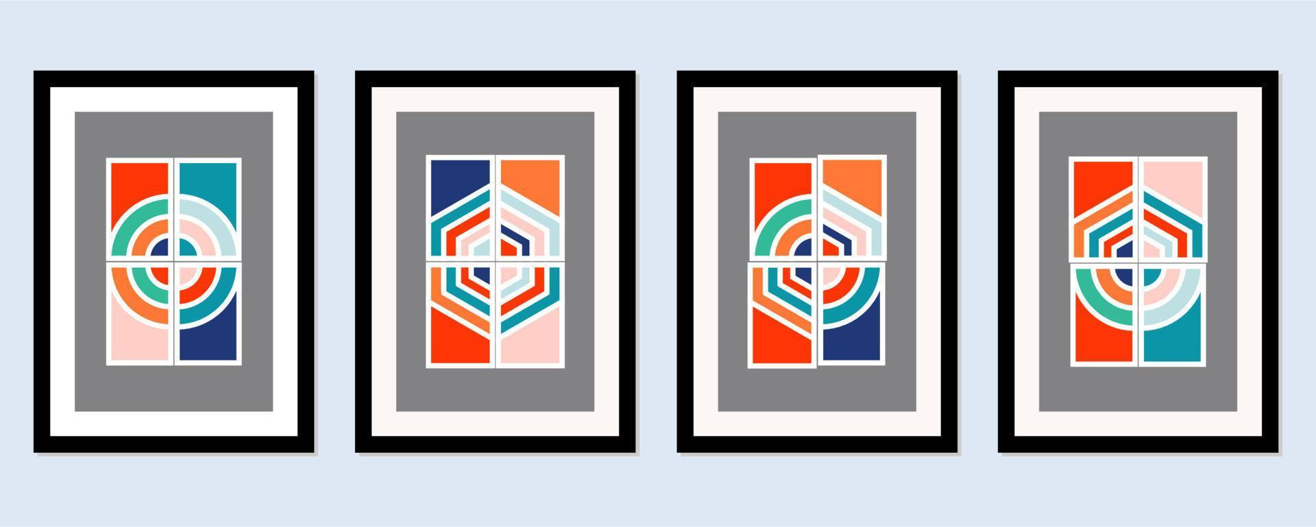 Abstract Bauhaus geometric pattern background vector circle