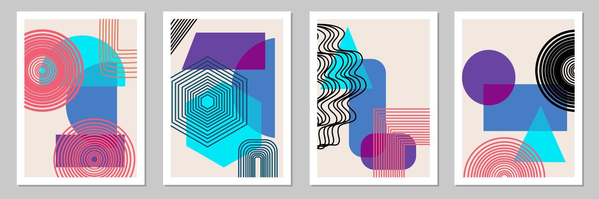 Contemporary abstract background collection vintage style art for wall decoration posters vector