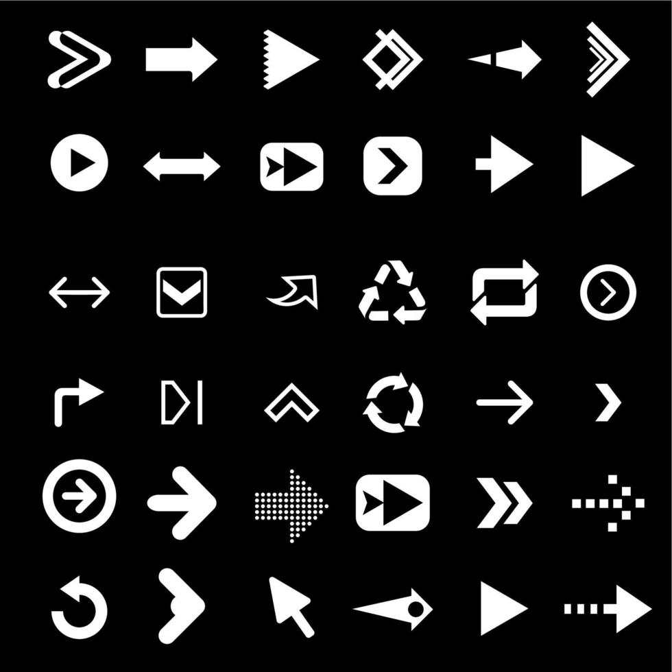 collection of white and black arrow directions vector