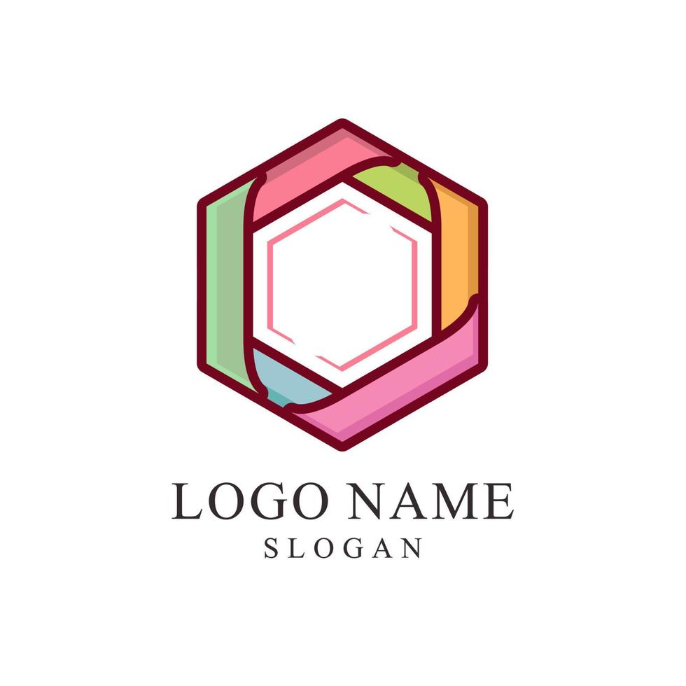 hexagon logo with multiple colors this logo symbolizes unity vector
