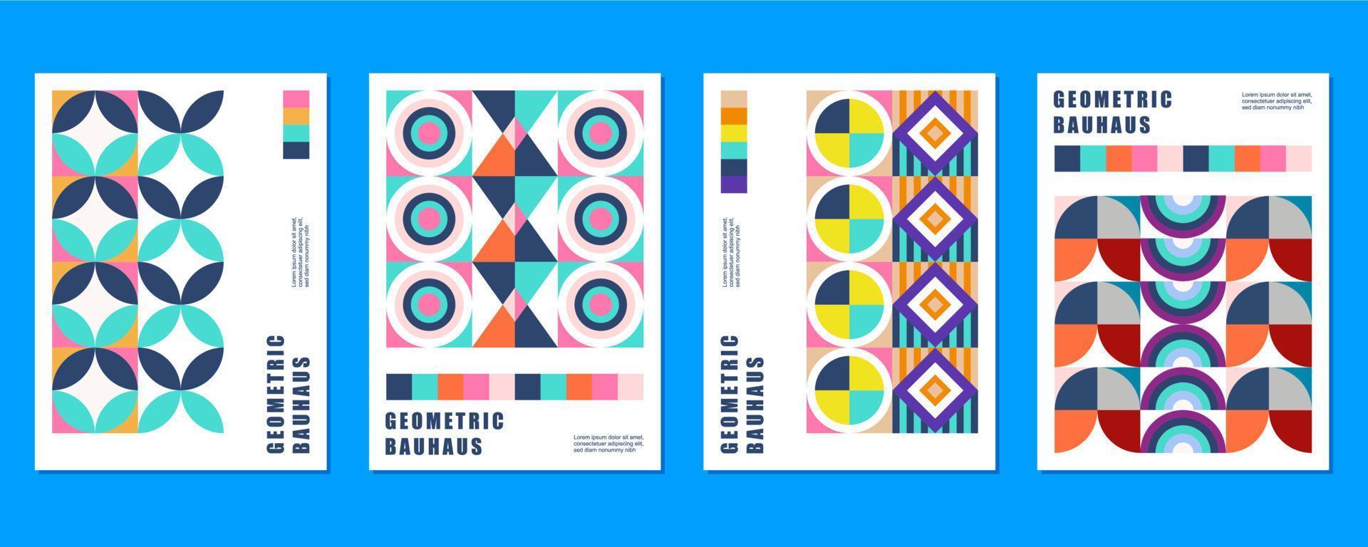 Abstract Bauhaus geometric pattern background vector circle