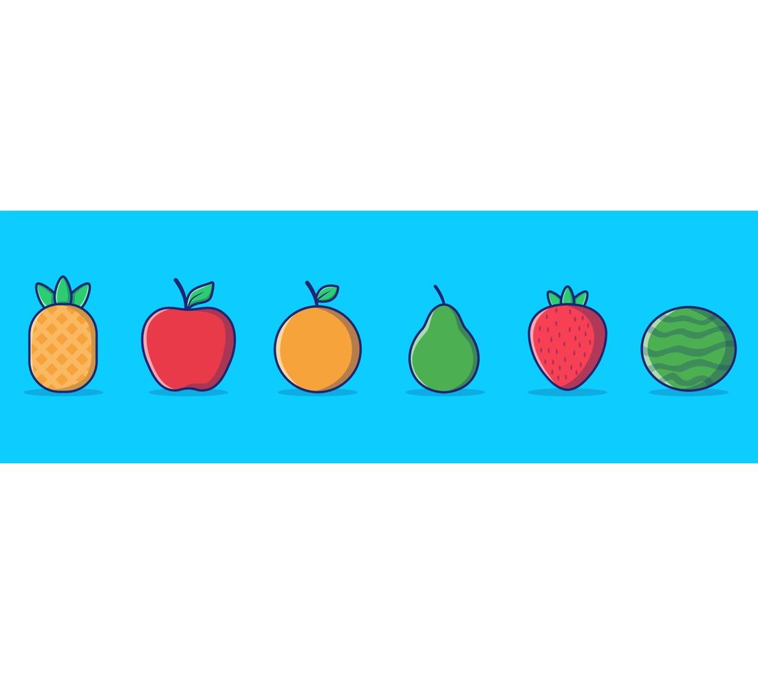 a collection of several types of fruit vector