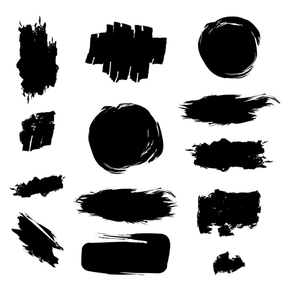 Black ink brush stroke collection vector