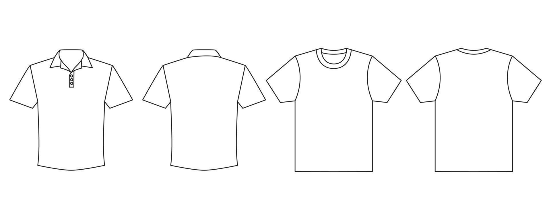 conjunto de camiseta con lineas planas vector