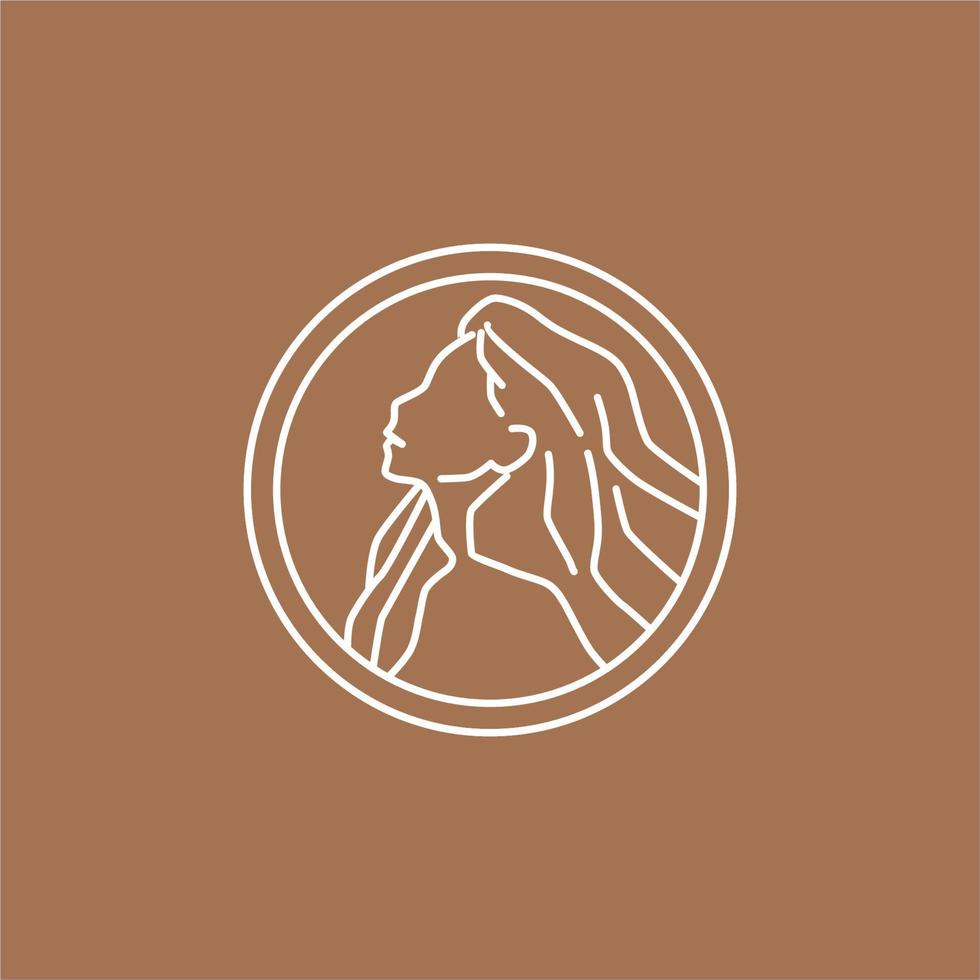 simple outline girl theme logo vector