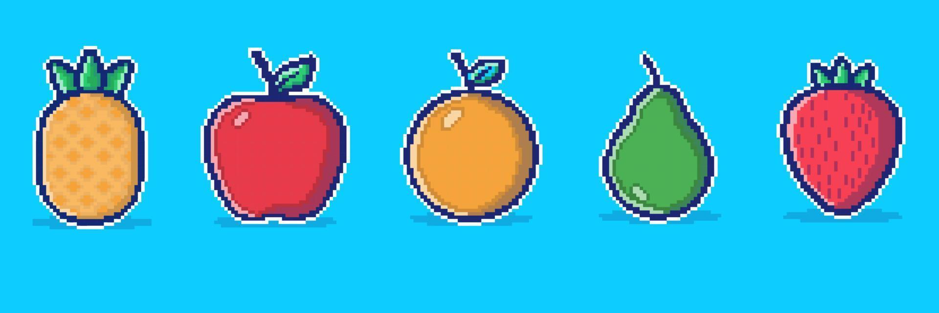 tema de arte de pixel de fruta de vector
