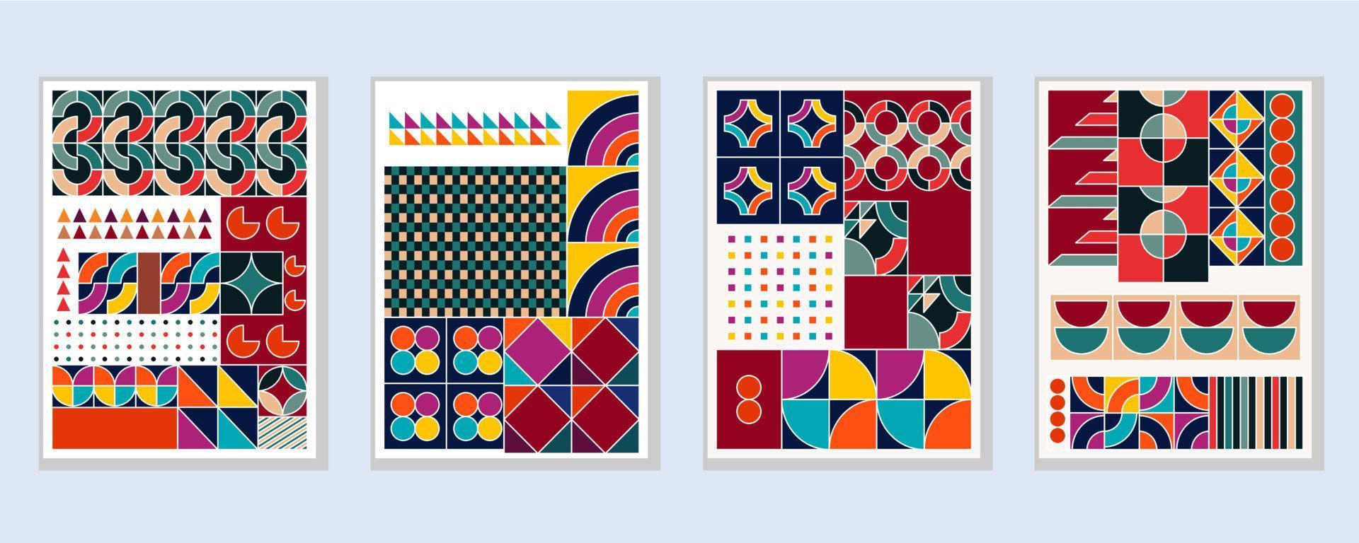 Abstract Bauhaus geometric pattern background vector circle