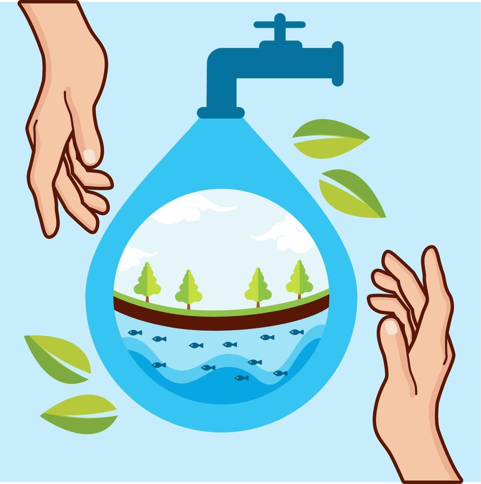 vector illustration of save water