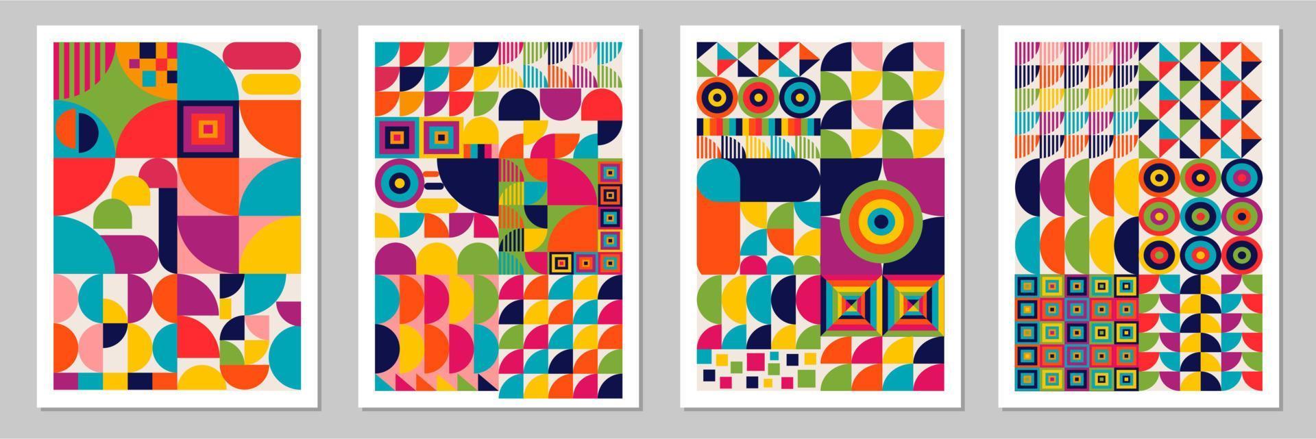 Abstract Bauhaus geometric pattern background vector circle
