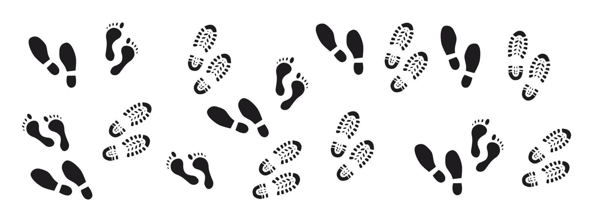 background with footprints motif office shoes mountain shoes vector