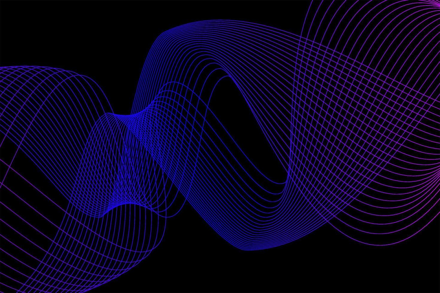 Black background with blue wavy lines vector