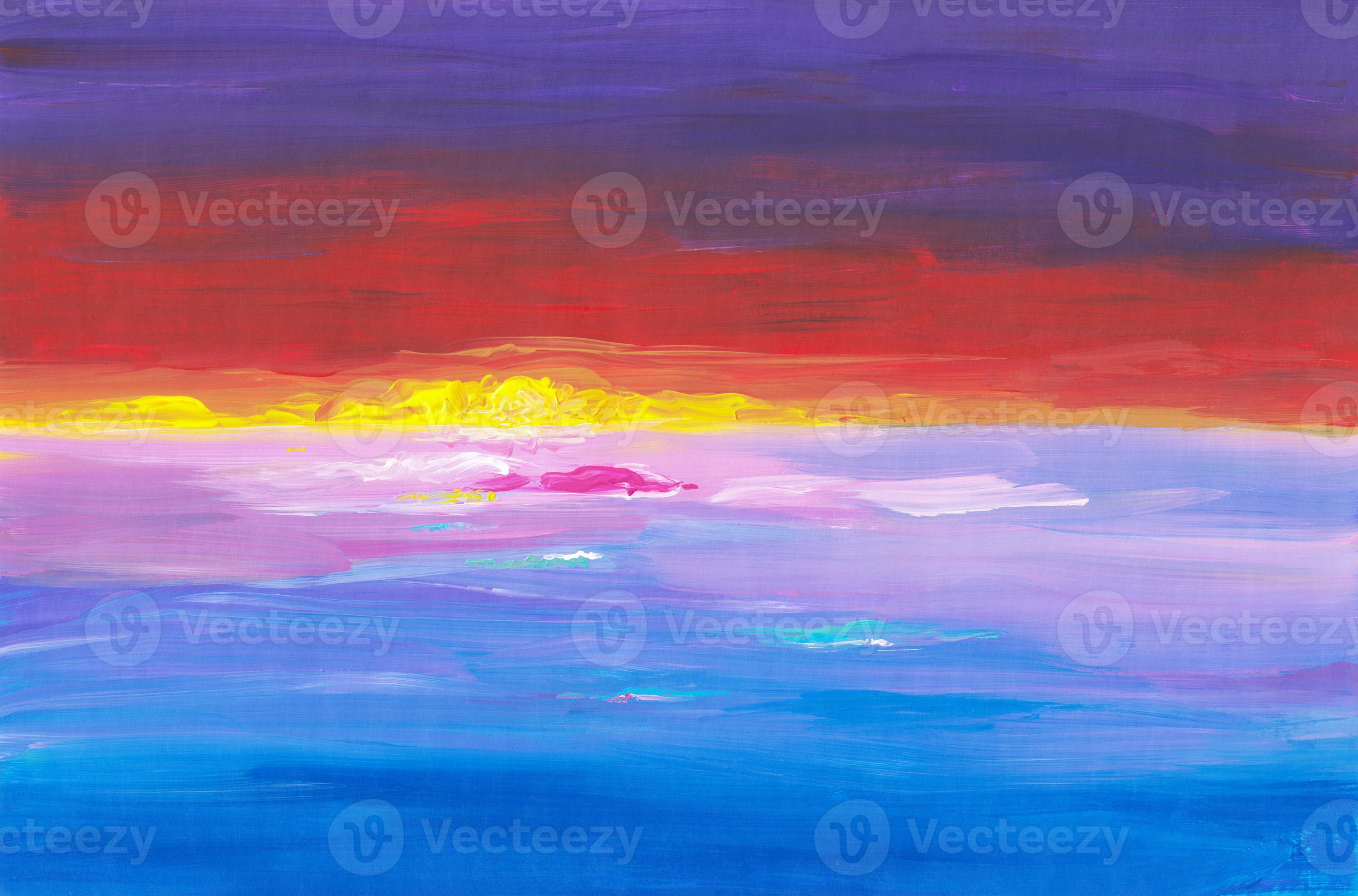 Abstract colorful landscape oil painting. Artistic background. Blue and  pink sea with sunset and purple red sky. Backdrop for cards, design,  templates 11326989 Stock Photo at Vecteezy