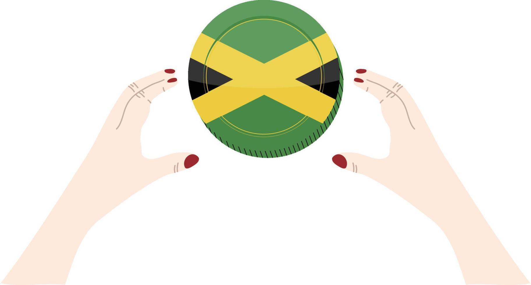 Jamaica Flag vector hand drawn flag, Jamaican Dollar vector hand drawn flag