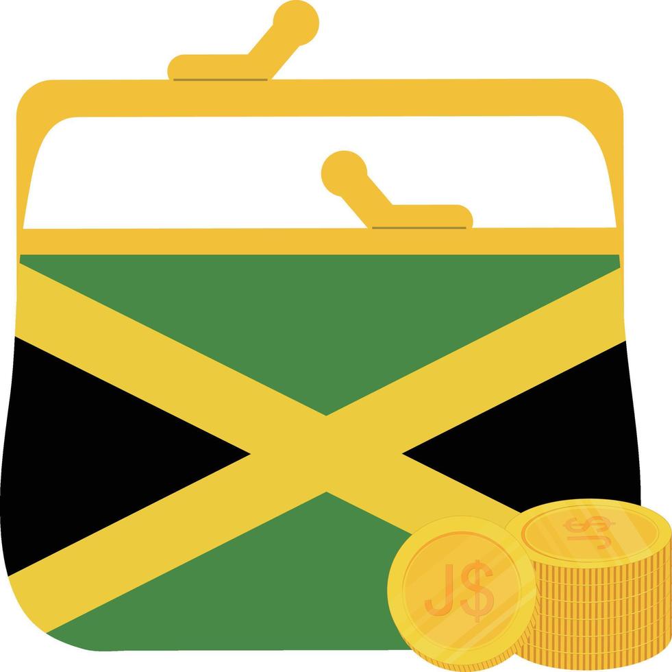 Jamaica Flag vector hand drawn flag, Jamaican Dollar vector hand drawn flag