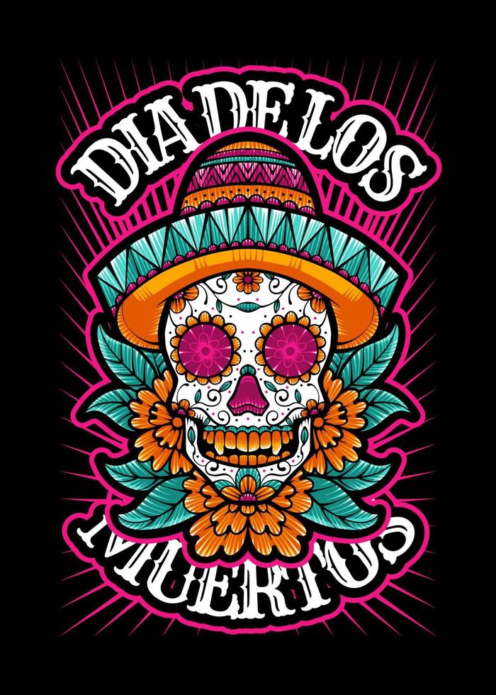 dia de los muertos, día del cráneo muerto, fiesta mexicana, festival vector estilo de ilustración japonesa aislado. capa editable y color.