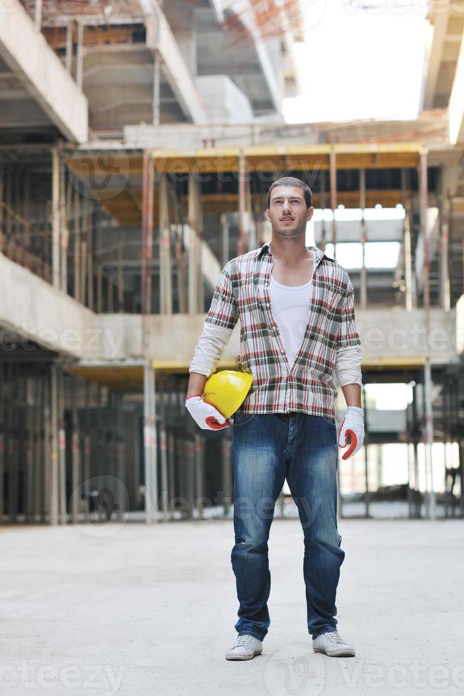 hard worker on construction site photo