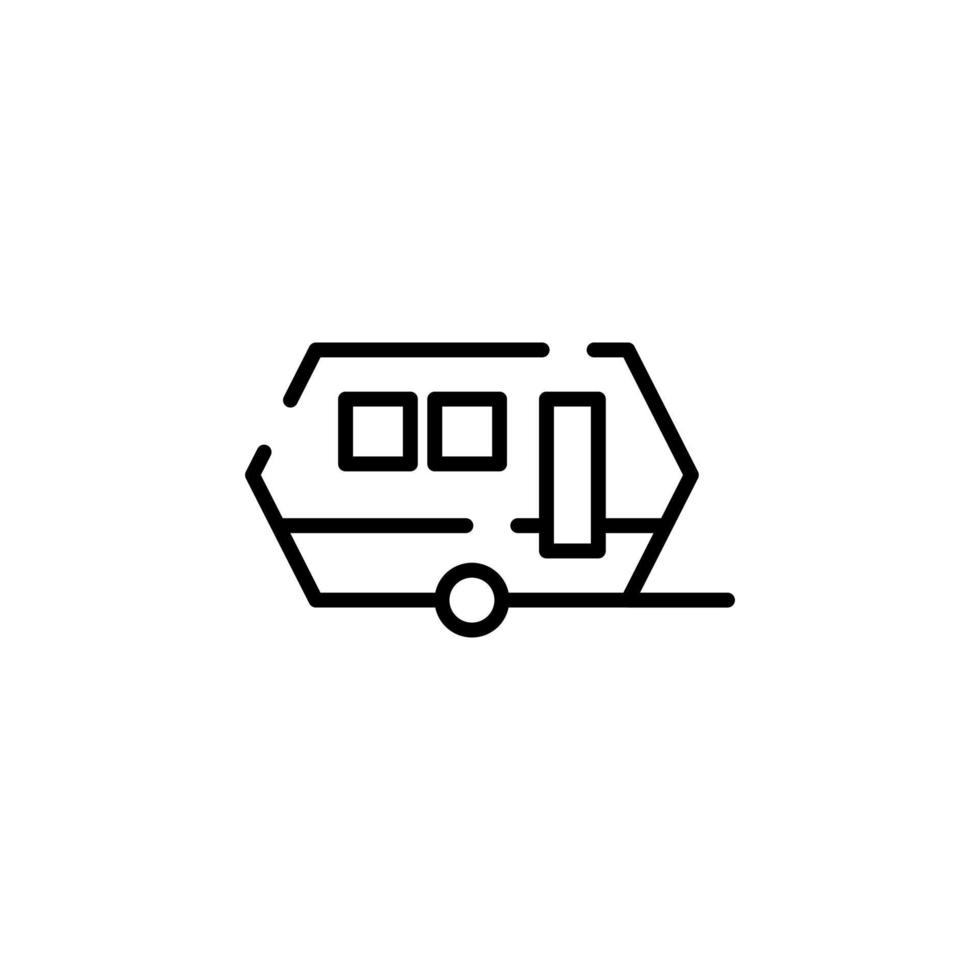 Caravan, Camper, Travel Dotted Line Icon Vector Illustration Logo Template. Suitable For Many Purposes.