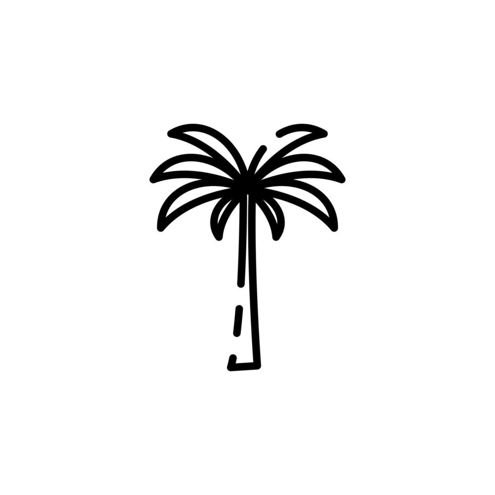 palma, coco, árbol, isla, playa línea punteada icono vector ilustración logotipo plantilla. adecuado para muchos propósitos.