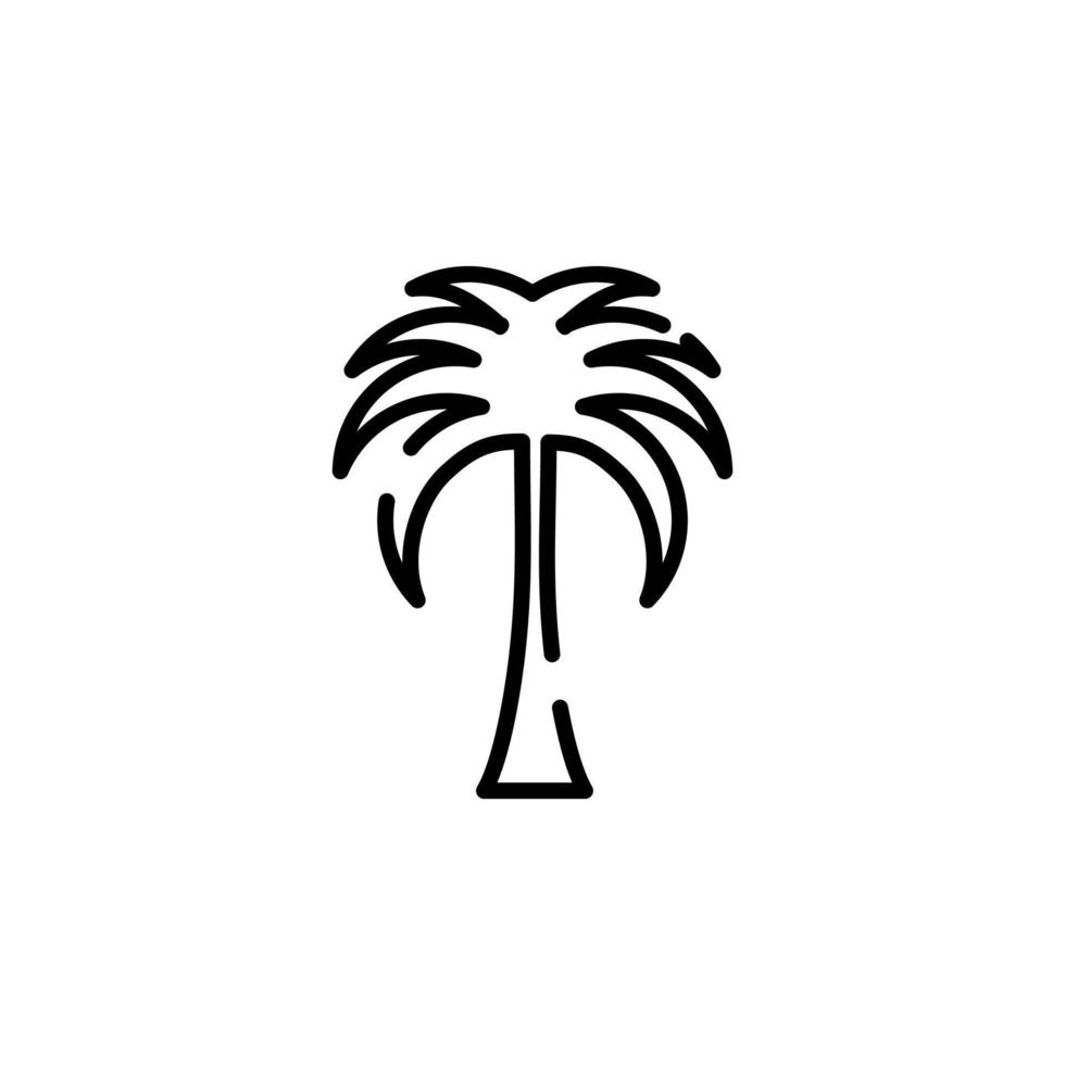 palma, coco, árbol, isla, playa línea punteada icono vector ilustración logotipo plantilla. adecuado para muchos propósitos.