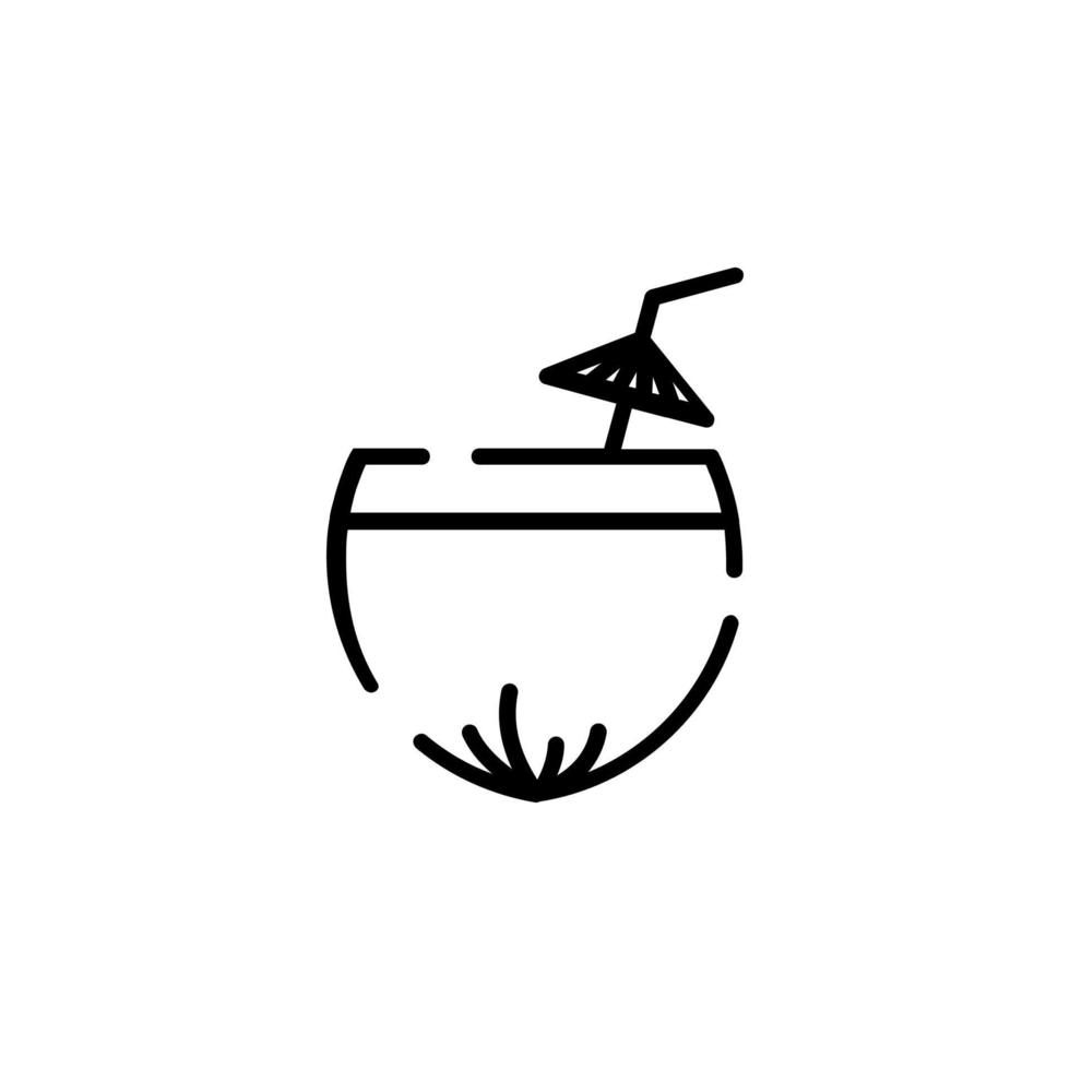 bebida de coco, plantilla de logotipo de ilustración de vector de icono de línea de puntos de jugo. adecuado para muchos propósitos.