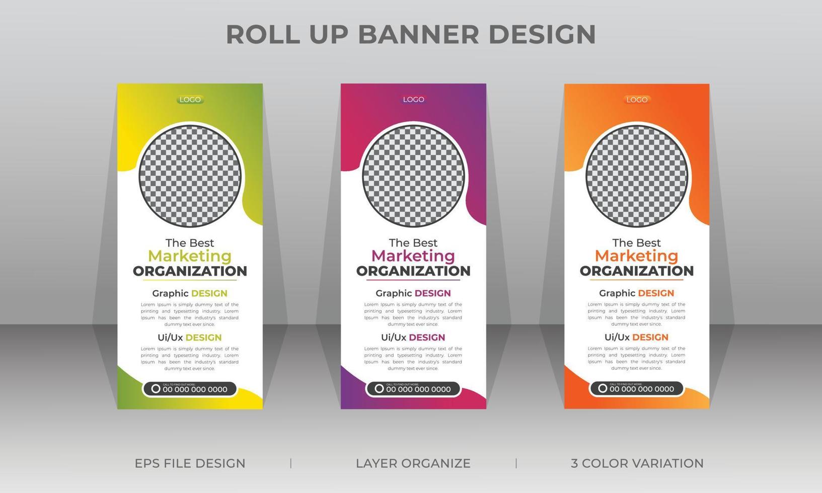 banner enrollable de stand corporativo moderno profesional y plantilla de banner desplegable vector