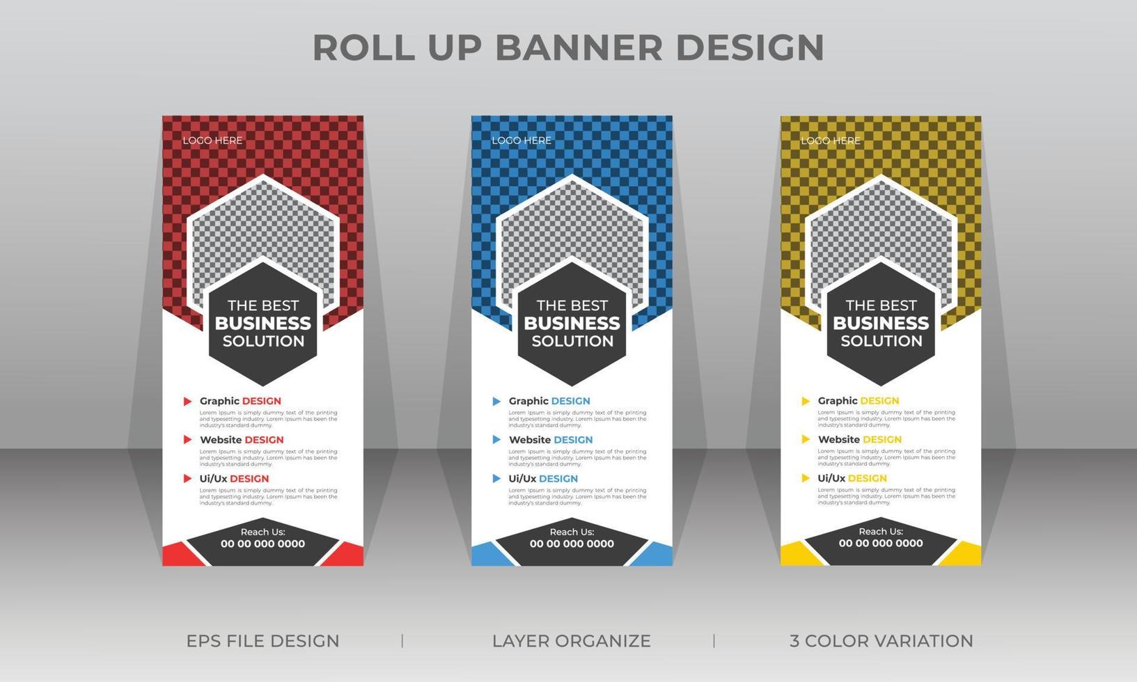 diseño de plantilla de banner profesional roll up, pull up o x standee vector