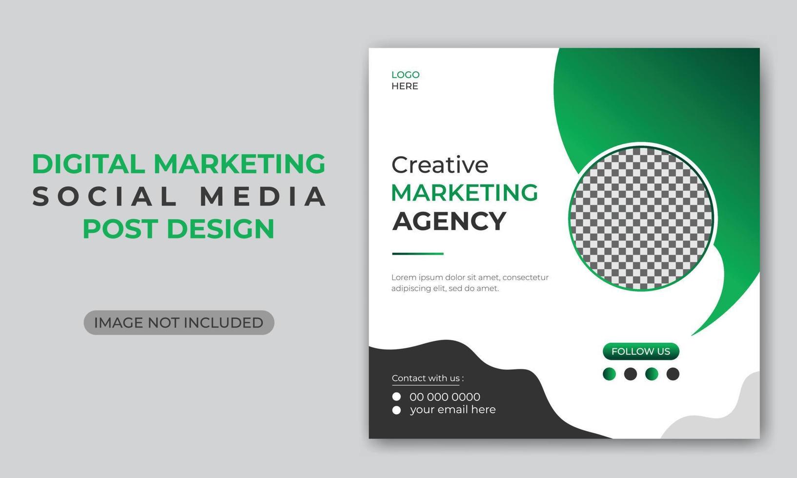 Creative, corporate, professional, minimal digital marketing agency social media post or web banner design template vector
