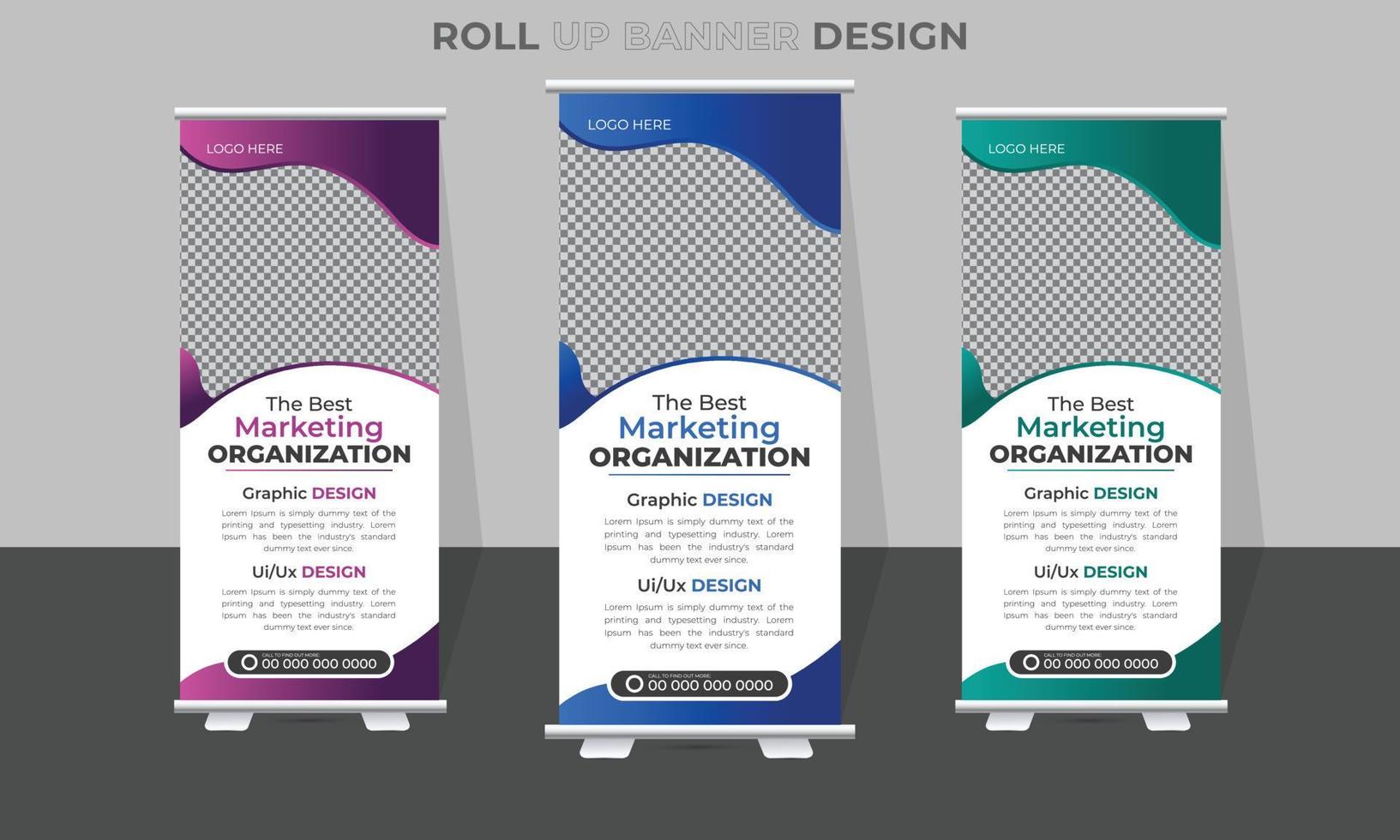 Stylish creative roll up banner design or standee x banner design template for new business vector