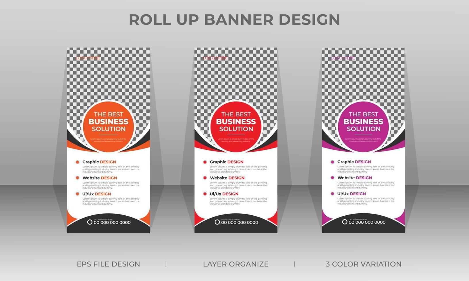 diseño de plantilla de banner profesional roll up, pull up o x standee vector