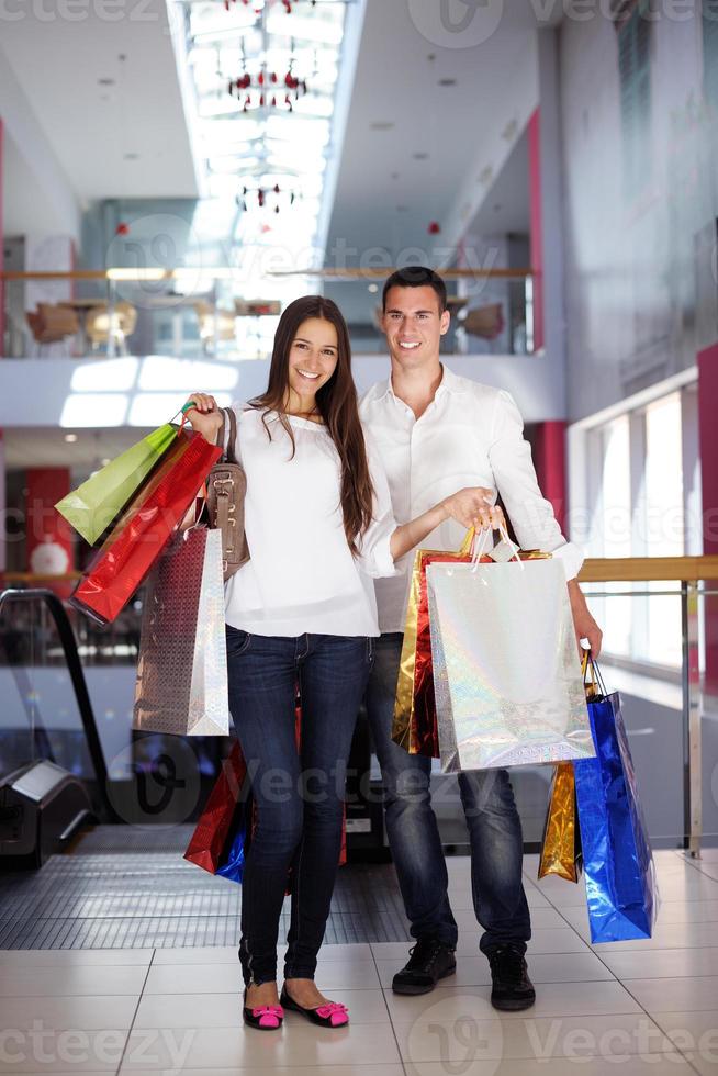 happy young couple in shopping photo
