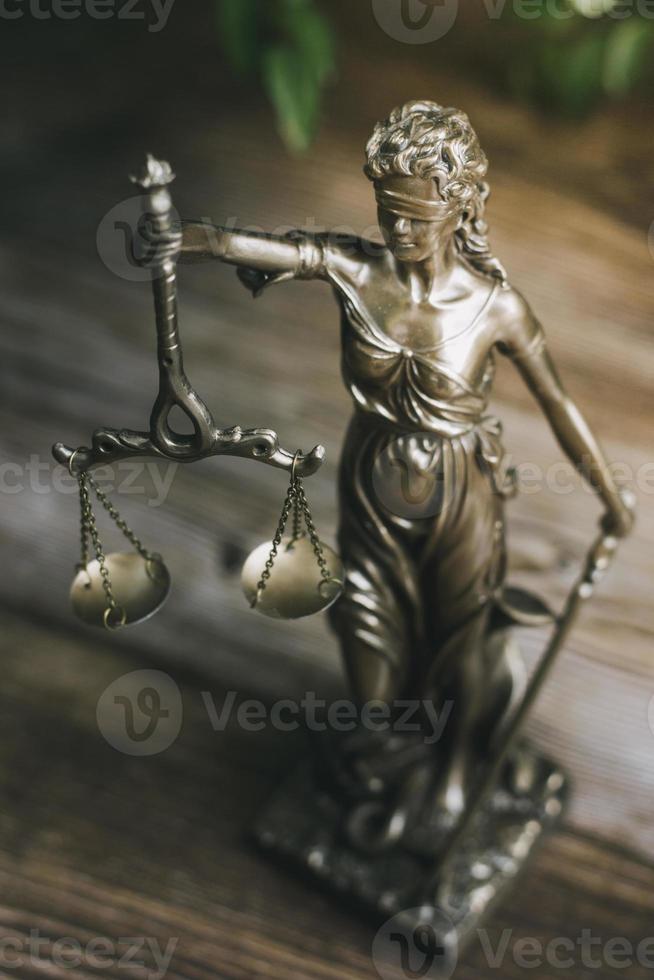 Business and lawyers discussing contract papers with brass scale on desk in office. Law, legal services, advice, justice and law concept picture with film grain effect photo