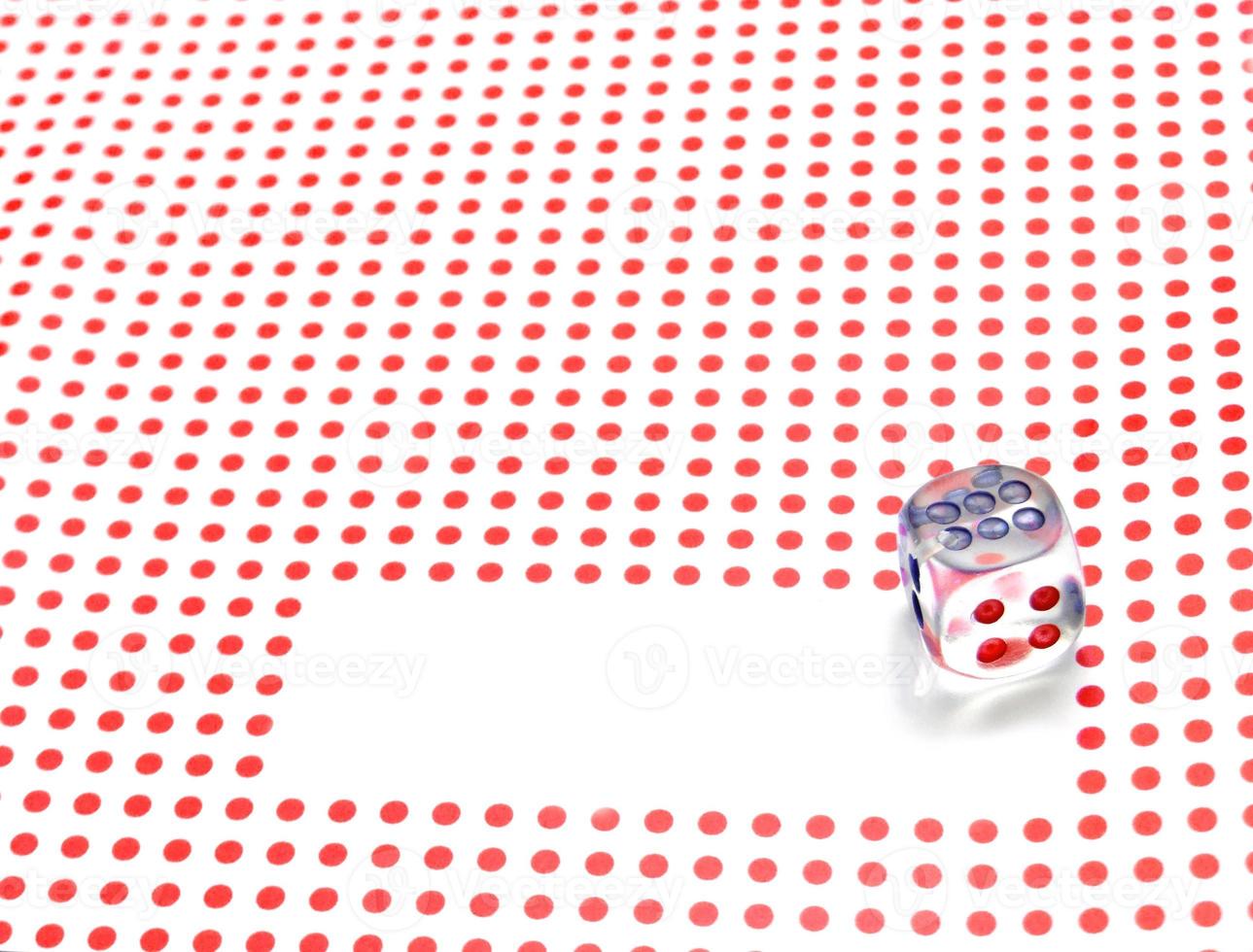 empty space for write and gambling dice on red dotted background photo