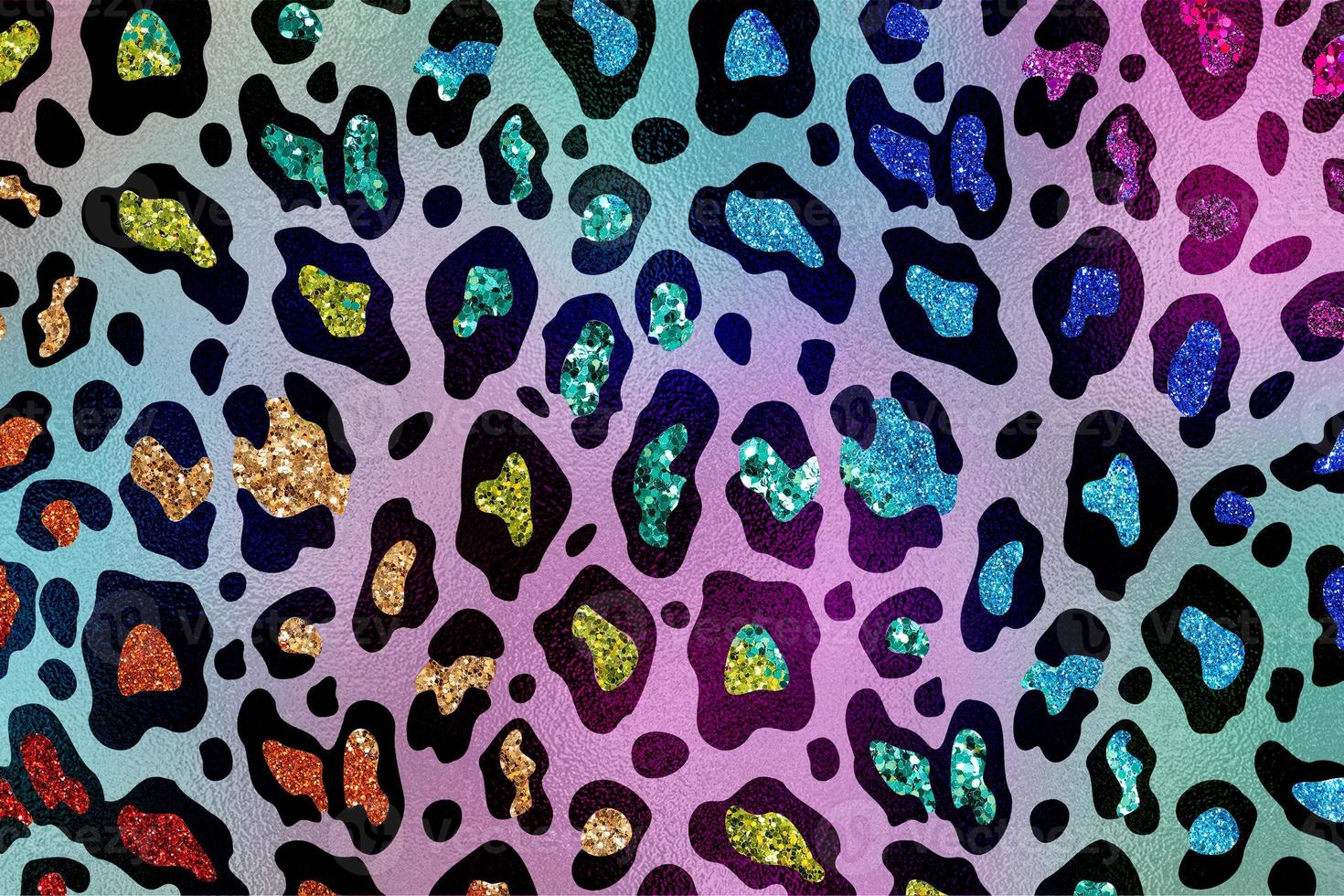 Rainbow Glam Glitter Animal Skin Texture Background, Animal Skin Pattern. photo