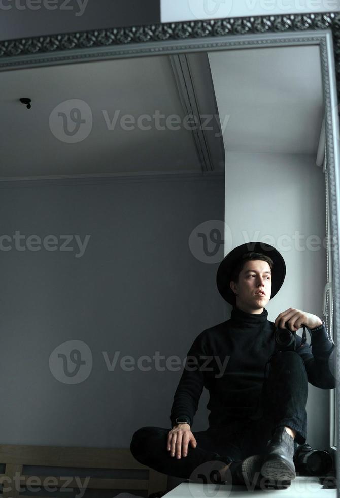 man in black clothes photo