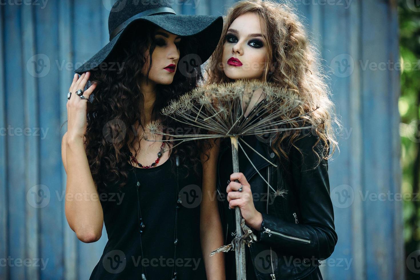 two vintage women as witches photo