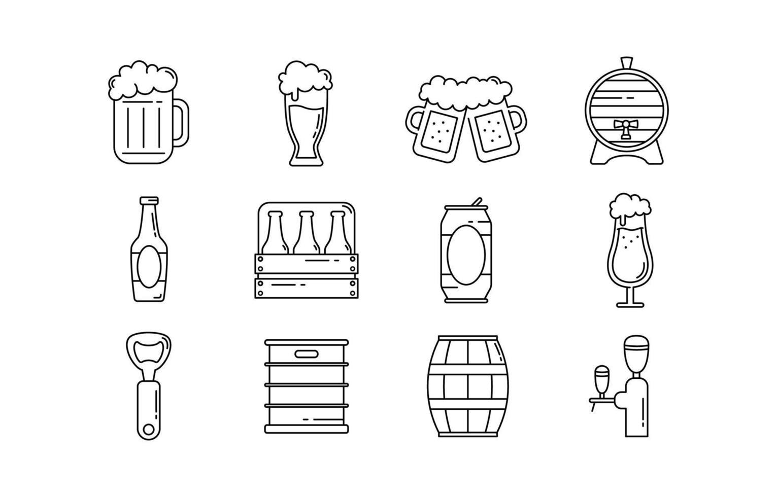 conjunto de iconos de cerveza oktoberfest vector